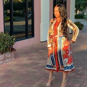 NWT Multi-Print Glam Flare Dress